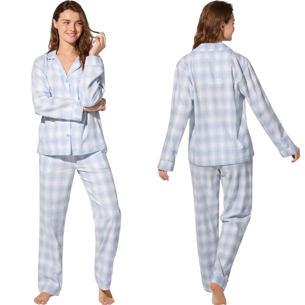 NWT Bedhead BLUE MOUNTAIN PLAID Long Sleeve Classic Cotton Flannel Pajama Set S